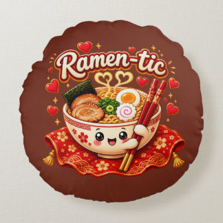 Almofada Redonda Ramen-tico – Tigela de Ramen Kawaii Fofa