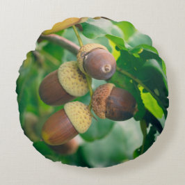 Almofada Redonda Ramos de carvalho com bolota