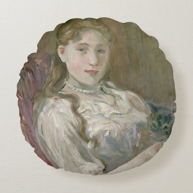 Almofada Redonda Rapariga com gato, 1892 (Frente)