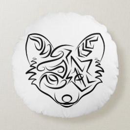 Almofada Redonda Raposa Tribal Negra