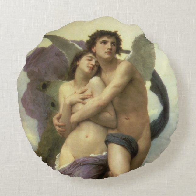 Almofada Redonda Rapto (t.c.p. Ravement) de Psyche por Bouguereau (Verso)
