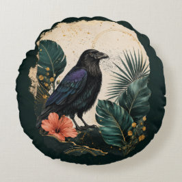 Almofada Redonda Raven in the Emerald Garden