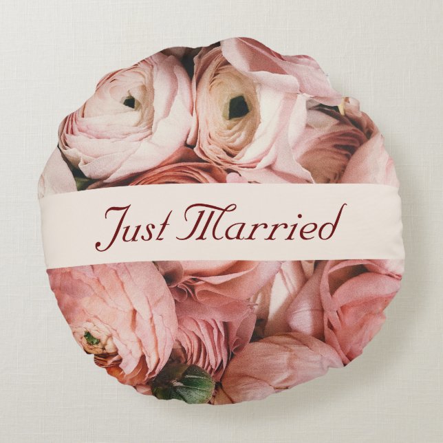 Almofada Redonda Recem casados, Rosas Rosa, O Amor está no Ar (Verso)