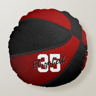 Almofada Redonda Red Black School a cores seu decor de basquete