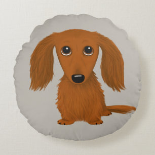 Almofada Redonda Red Dachshund Cachorro-branco