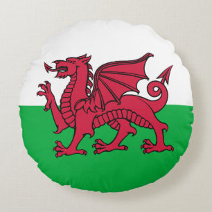 Almofada Redonda Red Dragon Celtic Flag & Welsh