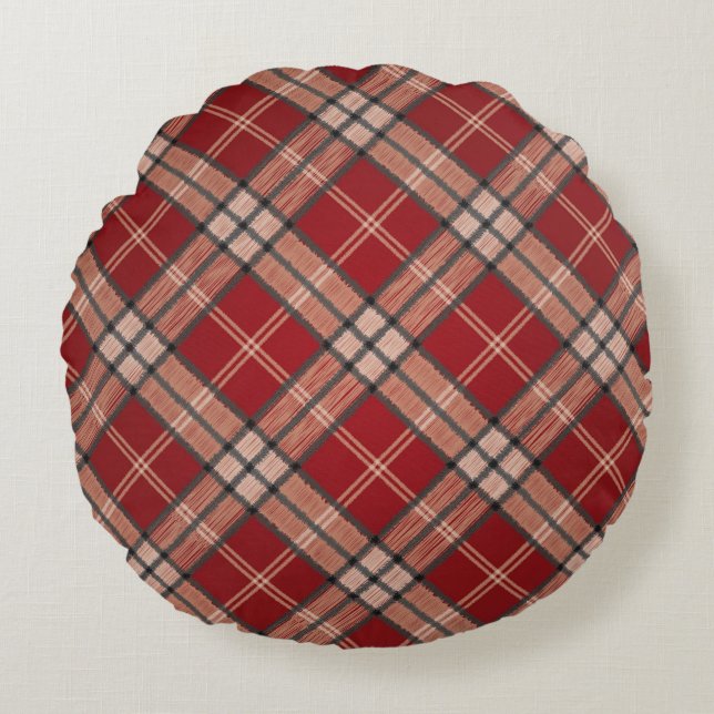 Almofada Redonda Red Tartan (Frente)