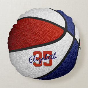 Almofada Redonda Red White Blue meninas jogando basquete