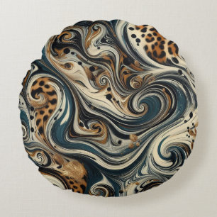 Almofada Redonda Redemoinho de Impressão de Leopardo Abstrato