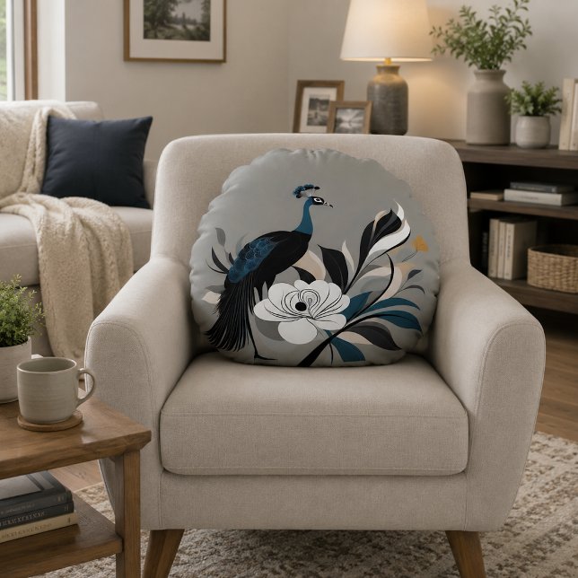 Almofada Redonda Redemoinho Esmeralda (Emerald Whirlwind Round Pillow
)