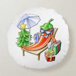 Almofada Redonda Redonda Branca Engraçado Desenho de Natal