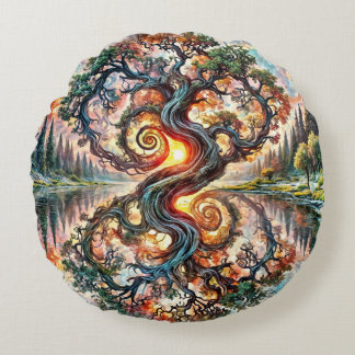 Almofada Redonda Reflexão do Serene Oak