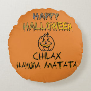 Almofada Redonda Relaxe a Coleção Feliz de Halloween