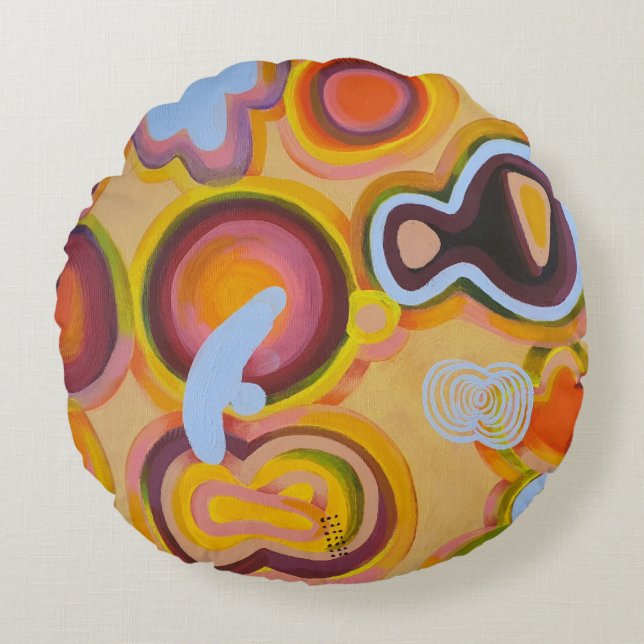 Almofada Redonda relógio amarelo (Frente)