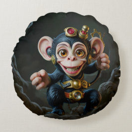 Almofada Redonda Relógio Guardião da Caverna – O Macaco Sussurrante
