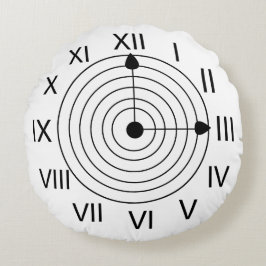 Almofada Redonda Relógio romano preto e branco