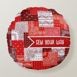Almofada Redonda Remendo de Costura Personalizado Bandana Padrão de