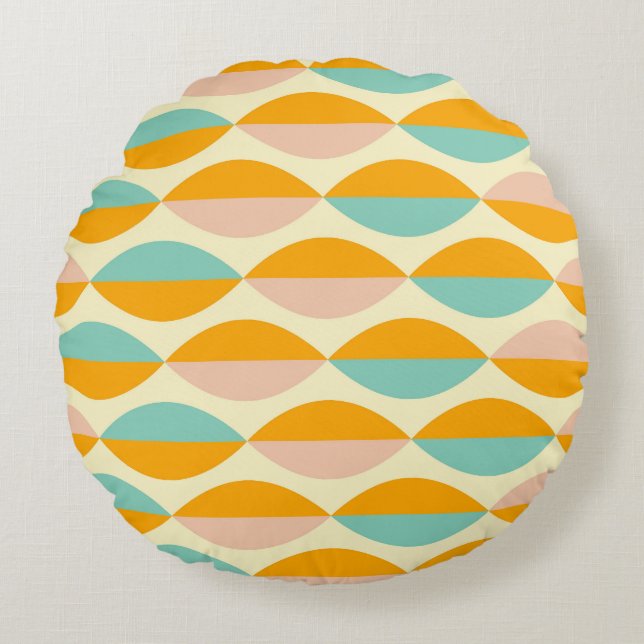 Almofada Redonda Repeating geometric pattern in beige background (Frente)