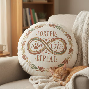 Almofada Redonda Resgate de Animais Boho – Presente de Cuidado Temp