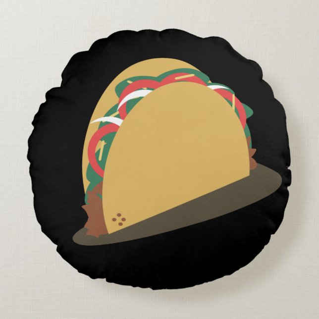 Almofada Redonda Restaurante de Comida de Taco Isométrico Divertido (Frente)