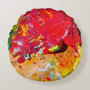 Almofada Redonda Resumo Da Paleta De Cores Do Artista