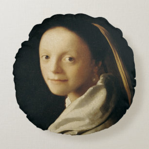 Almofada Redonda Retrato de uma jovem mulher, c.1663-65