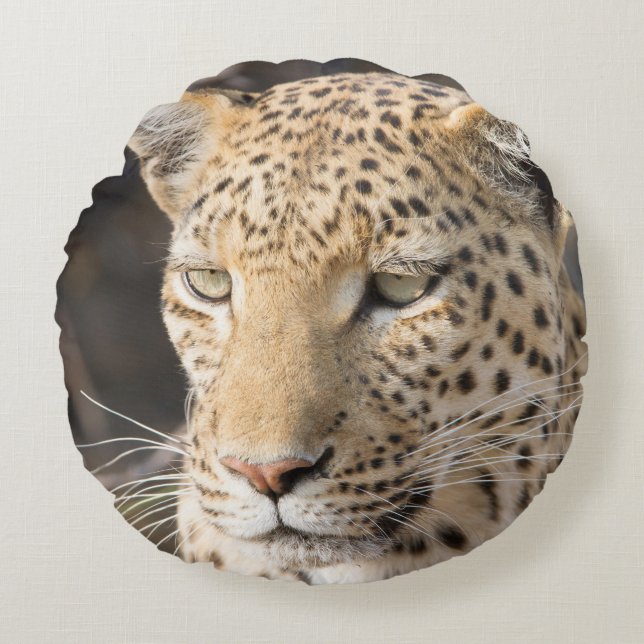 Almofada Redonda Retrato leopardo (Frente)