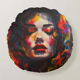 Almofada Redonda Retrato Surreal Negrito