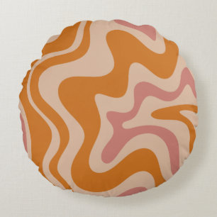 Almofada Redonda Retro 60s 70s Psicodélicos Laranja Cor-de-rosa