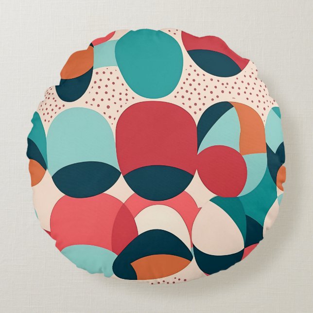Almofada Redonda Retro Abstract Pebble Pillow (Frente)
