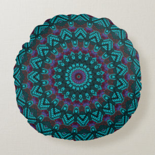 Almofada Redonda Retro Boho Chic Bohemian Sudoeste Mandala