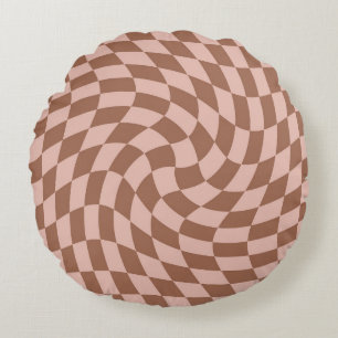 Almofada Redonda Retro Brown Verifica Sala Dorm Marcada Com Dobra