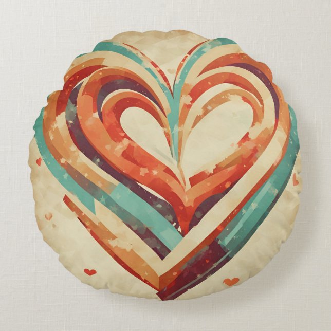 Almofada Redonda Retro em Forma de Coração (Frente)