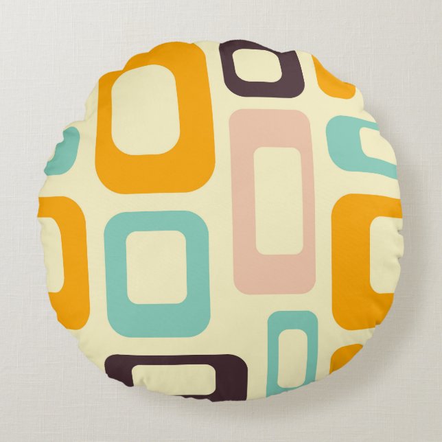 Almofada Redonda Retro geometric pattern in light beige background (Frente)