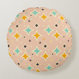 Almofada Redonda Retro geometric pattern with teal, orange, black