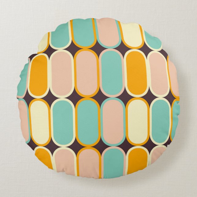 Almofada Redonda Retro geometric pattern with vertical ovals (Frente)