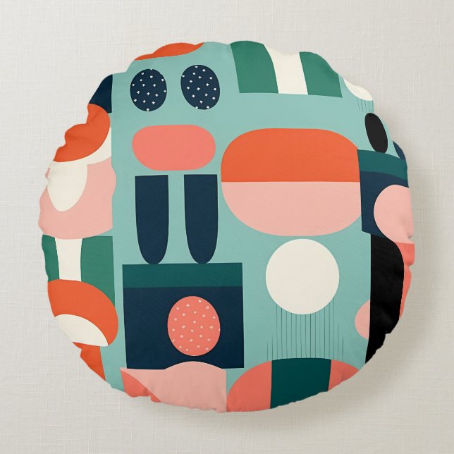 Almofada Redonda Retro Geometric Semicircle Pillow (Frente)