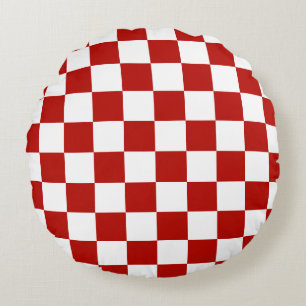 Almofada Redonda Retro geométrico branco-vermelho-quadrado
