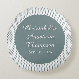 Almofada Redonda Retro Nostalgic Green Polka Dot Birth Stats