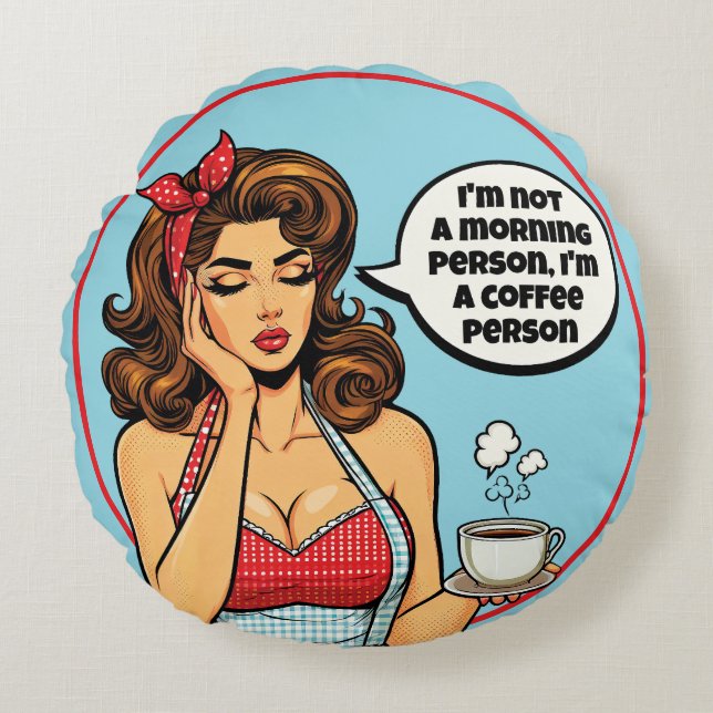 Almofada Redonda Retro Pinup_ Morning (Frente)