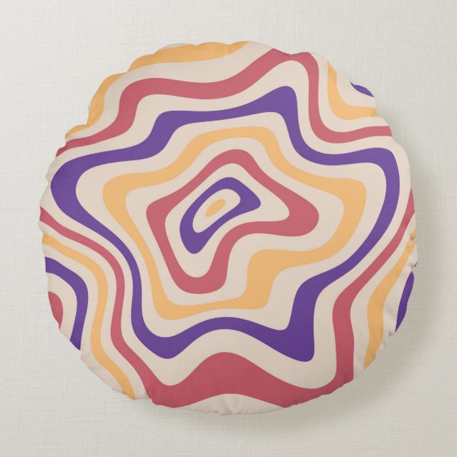 Almofada Redonda Retro starburst sunburst background pattern. 1960s (Frente)