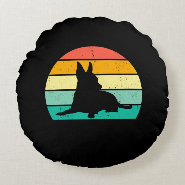 Almofada Redonda Retro Sunset Chihuahua (Frente)