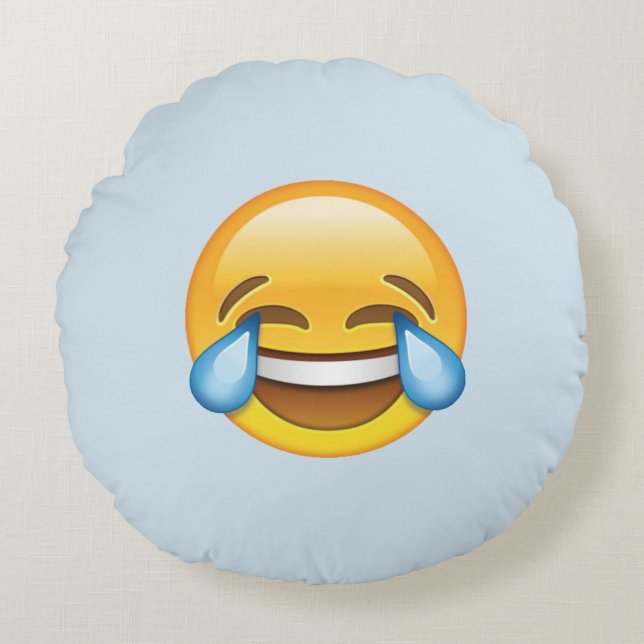 Almofada Redonda Rindo de Lágrimas de Choro de Joy emoji (Frente)