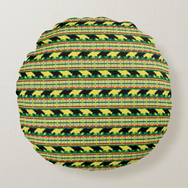 Almofada Redonda Rinocerontes Safari Weave Patterno (Frente)