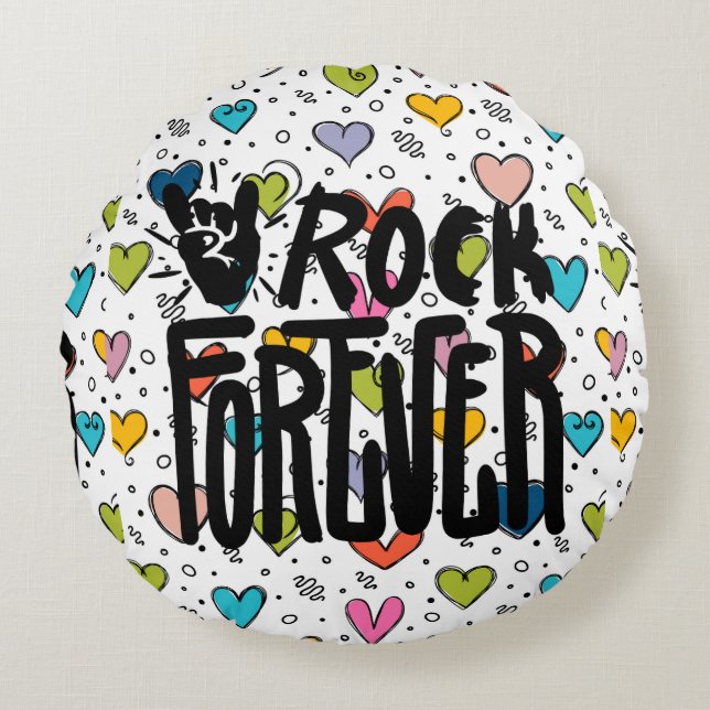 Almofada Redonda rock para sempre (Frente)