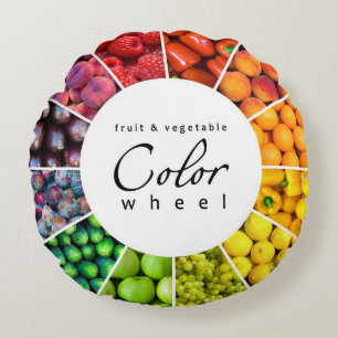 Almofada Redonda Roda de cor das frutas e legumes (12 cores)