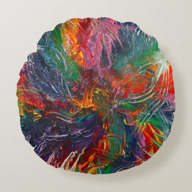 Almofada Redonda Roda do espectro de cores (Frente)