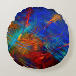 Almofada Redonda 'Rolagem noturna' - Formas Abstrato de cores miste