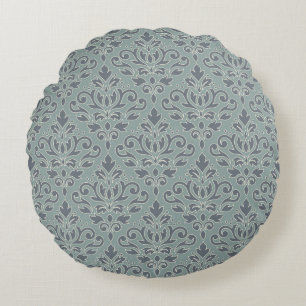 Almofada Redonda Rolar Cor damasco (contorno) Cream Blues Teal