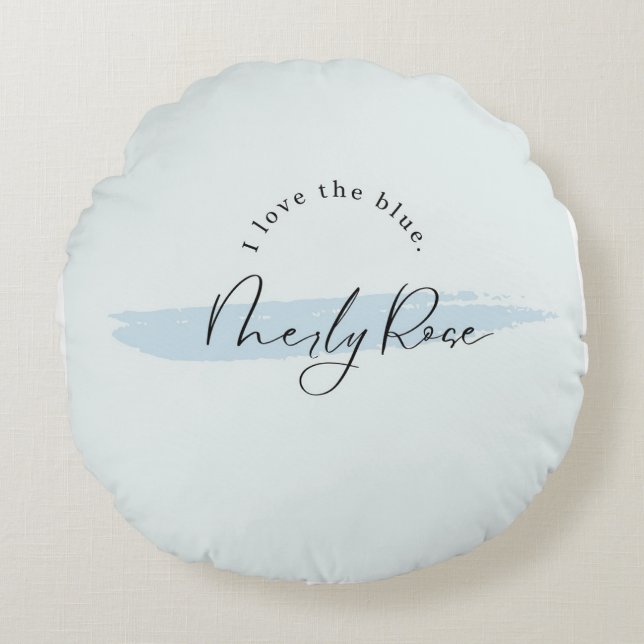 Almofada Redonda Romance Blue Brush Neily Rose (Frente)